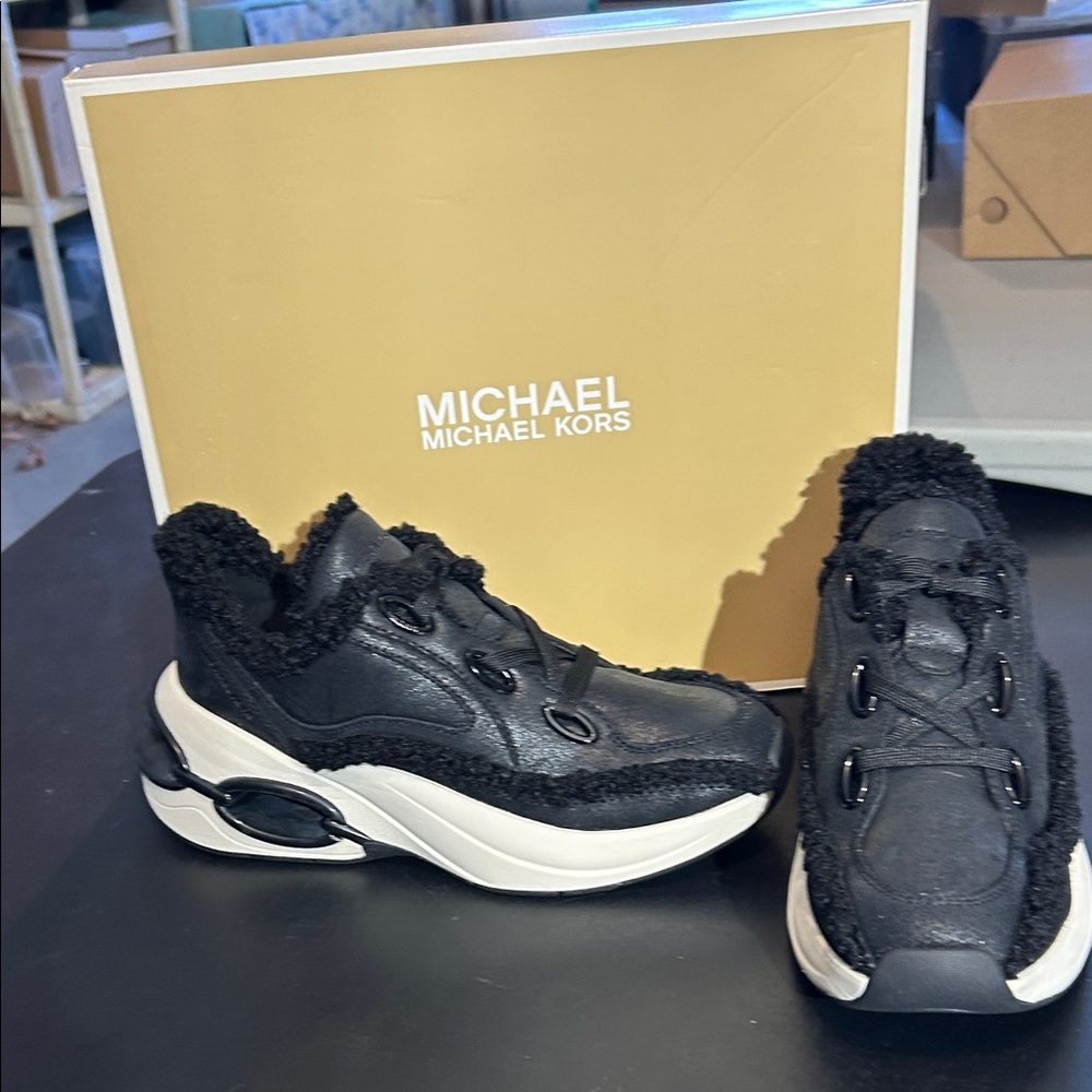 MICHAEL Michael Kors Black and White Platform Sneakers
